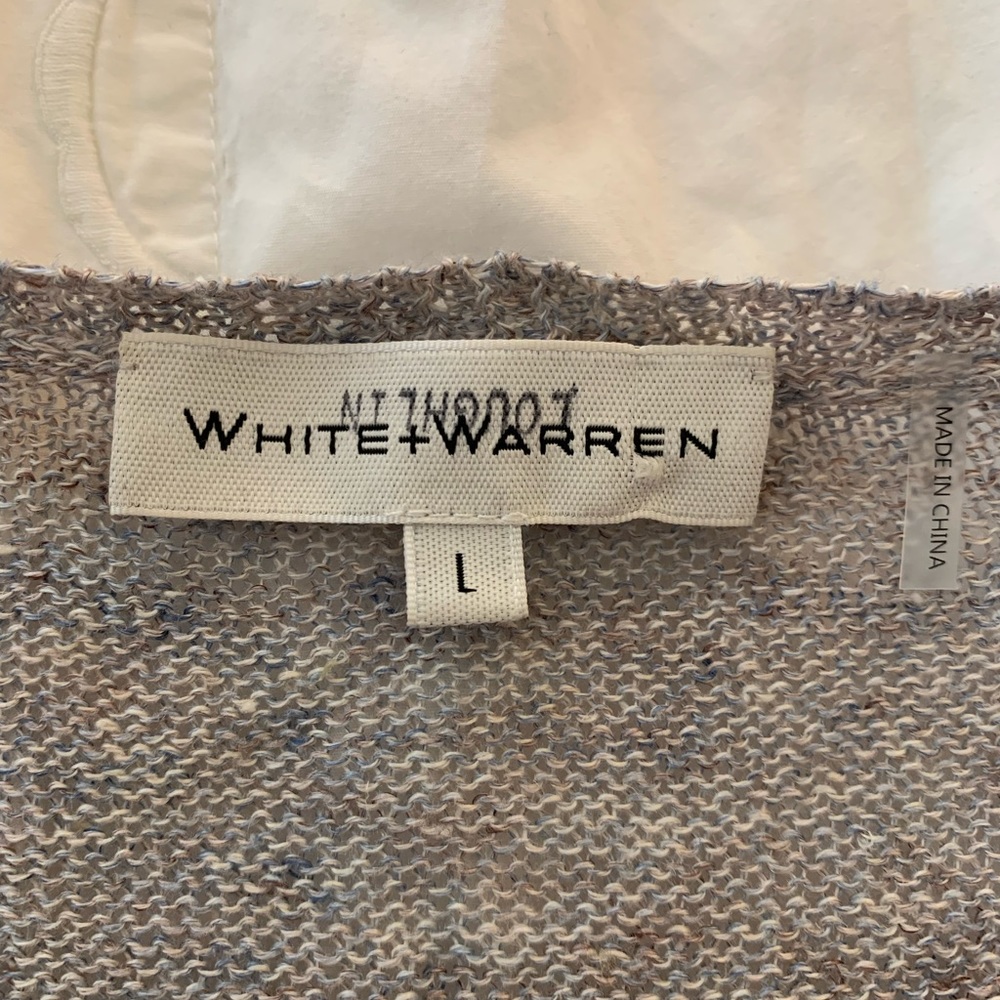 White + Warren V- Neck Sweater Gray Classic Linen Roll Neutral Tunic - Picture 3 of 7